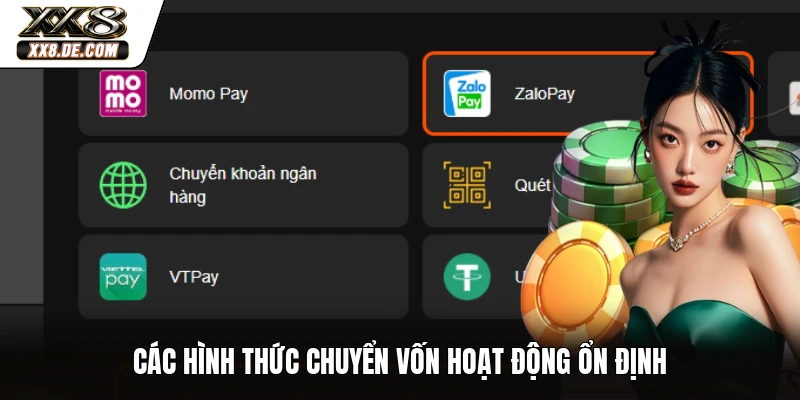 Các hình thức chuyển vốn hoạt động ổn định
